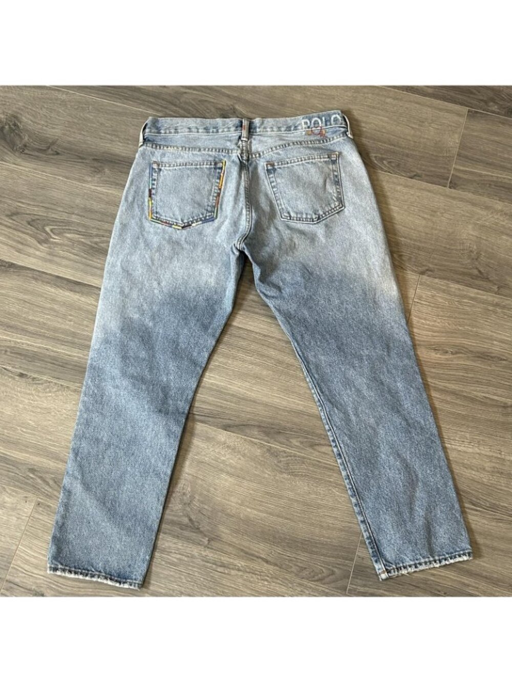 Polo Ralph Lauren Jeans Womens 29R Fits 32 Blue Light Wash Mom Distressed Heart - Picture 2 of 16